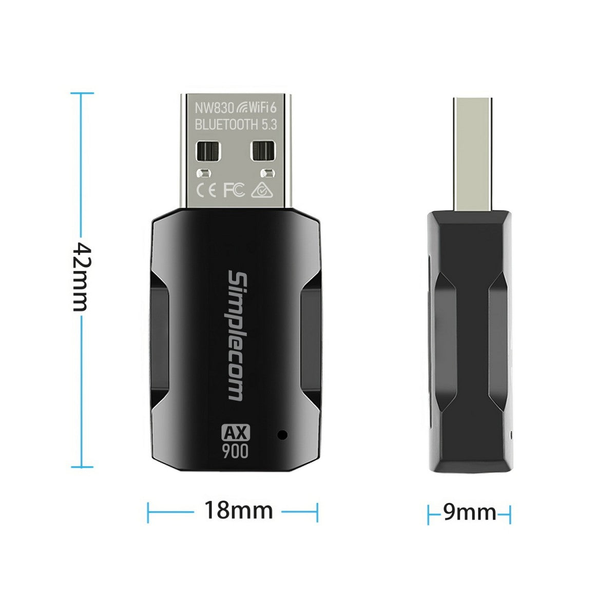 Simplecom NW830 Wi-Fi 6 and Bluetooth 5.3 Combo USB Adapter Dual Band AX900 Simplecom NW830 Wi-Fi 6 and Bluetooth 5.3 Combo USB Adapter Dual Band AX900